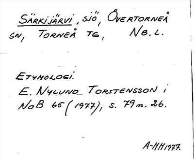 Bild på arkivkortet för arkivposten Särkijärvi