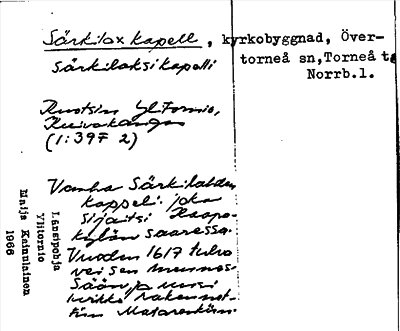 Bild på arkivkortet för arkivposten Särkilax kapell