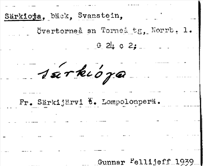 Bild på arkivkortet för arkivposten Särkioja