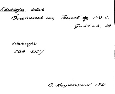 Bild på arkivkortet för arkivposten Särkioja
