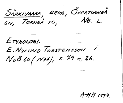 Bild på arkivkortet för arkivposten Särkivaara