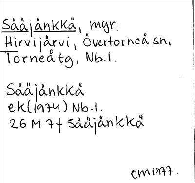 Bild på arkivkortet för arkivposten Sääjänkkä