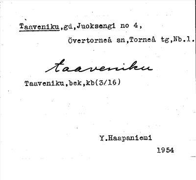Bild på arkivkortet för arkivposten Taaveniku
