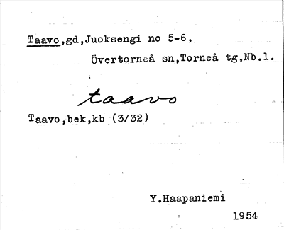 Bild på arkivkortet för arkivposten Taavo