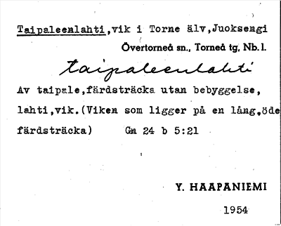 Bild på arkivkortet för arkivposten Taipaleenlahti
