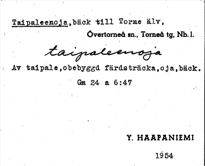 Bild på arkivkortet för arkivposten Taipaleenoja