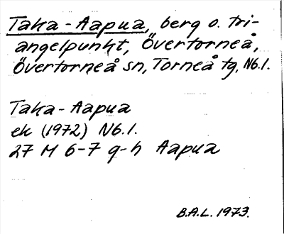 Bild på arkivkortet för arkivposten Taka-Aapua
