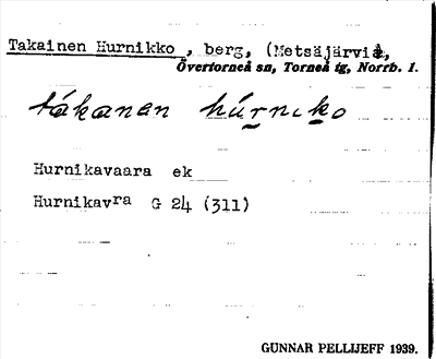 Bild på arkivkortet för arkivposten Takainen Hurnikko