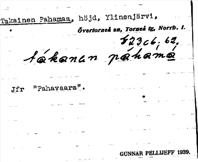 Bild på arkivkortet för arkivposten Takainen Pahamaa