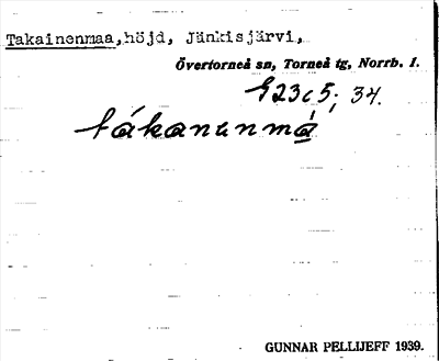 Bild på arkivkortet för arkivposten Takainenmaa