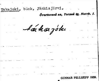 Bild på arkivkortet för arkivposten Takajoki