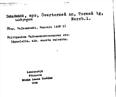 Bild på arkivkortet för arkivposten Takajänkkä