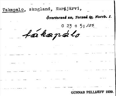 Bild på arkivkortet för arkivposten Takapalo