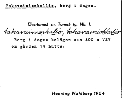 Bild på arkivkortet för arkivposten Takavainionkallio