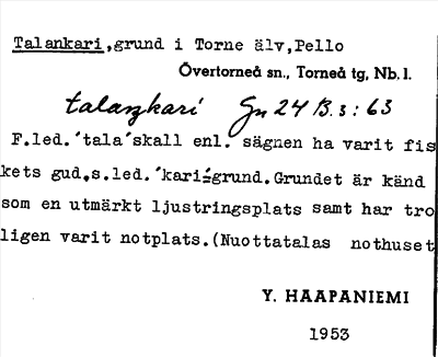 Bild på arkivkortet för arkivposten Talankari