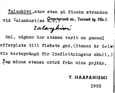 Bild på arkivkortet för arkivposten Talankivi