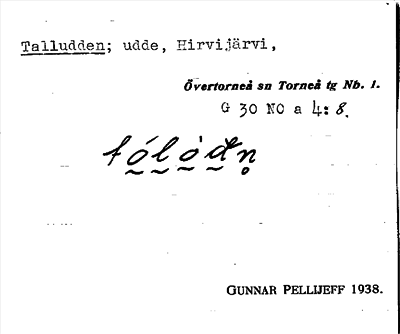 Bild på arkivkortet för arkivposten Talludden