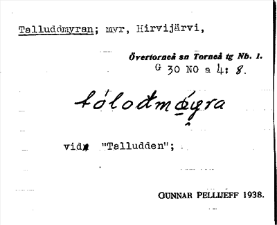 Bild på arkivkortet för arkivposten Talluddmyran