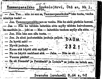 Bild på arkivkortet för arkivposten Tammenpensikko