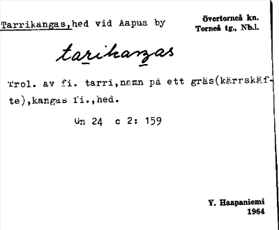 Bild på arkivkortet för arkivposten Tarrikangas