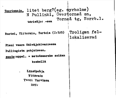 Bild på arkivkortet för arkivposten Teerisaajo