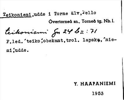 Bild på arkivkortet för arkivposten Teikoniemi