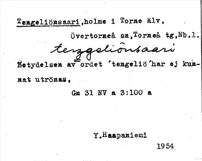 Bild på arkivkortet för arkivposten Tengeliönsaari