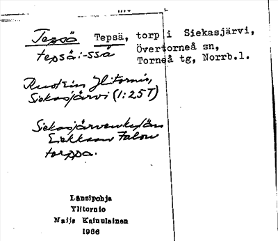 Bild på arkivkortet för arkivposten Tepsö, Tepsä