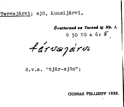 Bild på arkivkortet för arkivposten Tervajärvi