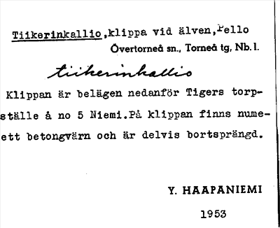 Bild på arkivkortet för arkivposten Tiikerinkallio