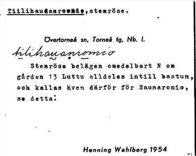 Bild på arkivkortet för arkivposten Tillihauanrommio