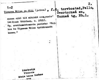 Bild på arkivkortet för arkivposten Tipasen Miina ja Olli