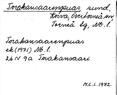Bild på arkivkortet för arkivposten Torakansaarenpuas