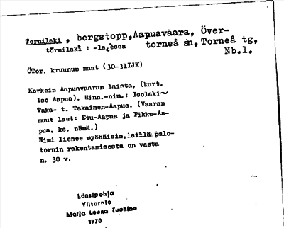 Bild på arkivkortet för arkivposten Tornilaki