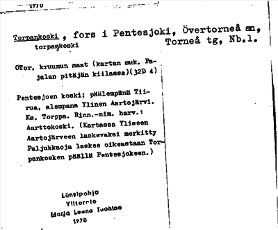 Bild på arkivkortet för arkivposten Torpankoski
