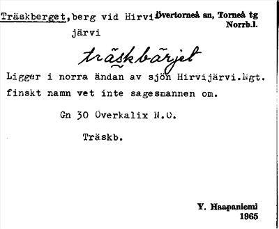 Bild på arkivkortet för arkivposten Träskberget