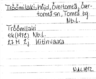 Bild på arkivkortet för arkivposten Tröömilaki