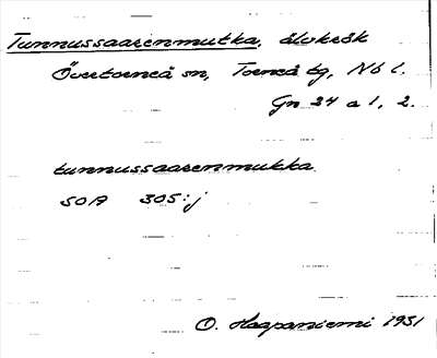 Bild på arkivkortet för arkivposten Tunnussaarenmutka