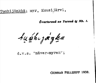 Bild på arkivkortet för arkivposten Tuohijänkkä
