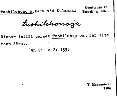 Bild på arkivkortet för arkivposten Tuohilehonoja