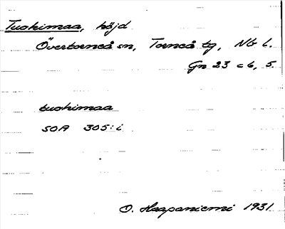 Bild på arkivkortet för arkivposten Tuohimaa