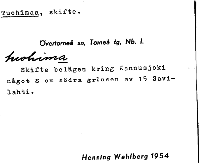 Bild på arkivkortet för arkivposten Tuohimaa