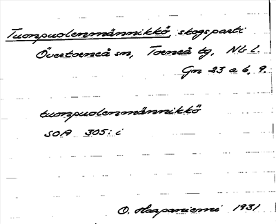 Bild på arkivkortet för arkivposten Tuonpuolenmännikkö