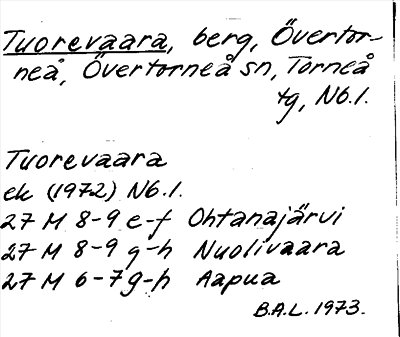 Bild på arkivkortet för arkivposten Tuorevaara