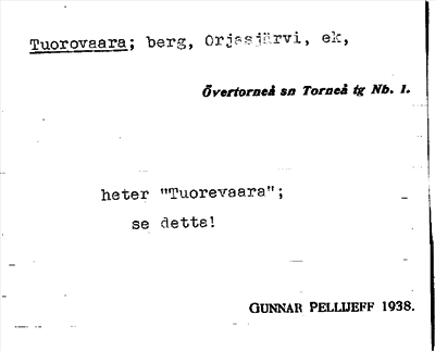 Bild på arkivkortet för arkivposten Tuorovaara, se Tuorevaara