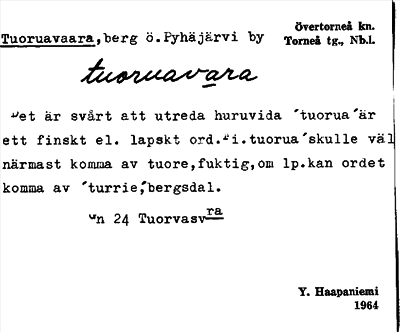 Bild på arkivkortet för arkivposten Tuoruavaara