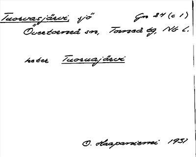 Bild på arkivkortet för arkivposten Tuorvasjärvi