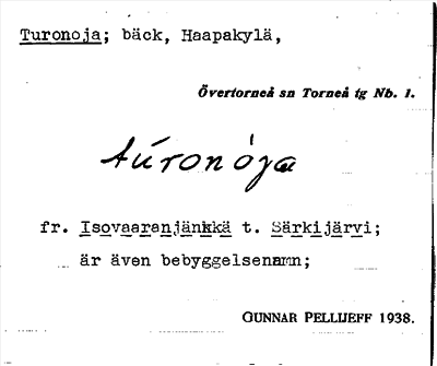 Bild på arkivkortet för arkivposten Turonoja