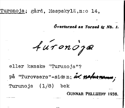 Bild på arkivkortet för arkivposten Turonoja