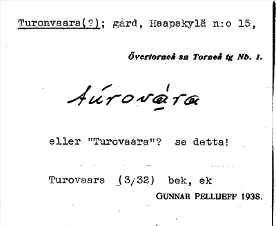 Bild på arkivkortet för arkivposten Turonvaara(?)